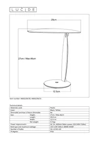 Notice Lucide JARA LED 466020431 Lampe de bureau
