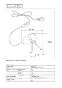 Notice Lucide PUKKI 465110530 Lampe électrique