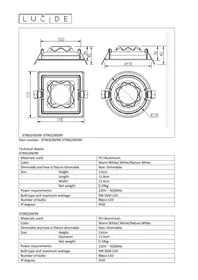 Notice Lucide TENDO 079020999 Éclairage encastrable