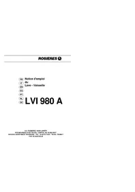 Notice ROSIERES LVI 980 AUS Geschirrspüler