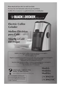 Notice BLACK & DECKER CBM210 Coffee grinder