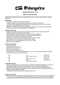 Notice Orbegozo PG 20 Temporizador elétrico