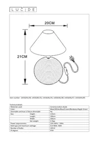 Notice Lucide KADDY 145508130 Lampe de table