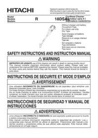 Notice HITACHI R 18DSAL Aspirateur