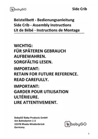 Notice BabyGO SIDE CRIB Babybett