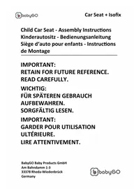 Notice BabyGO CAR SEAT + ISOFIX Kindersitz