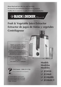 Notice BLACK & DECKER JE2050 Blender