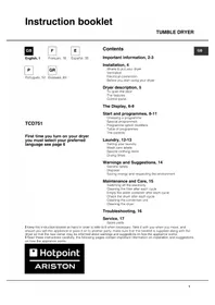 Notice HOTPOINT-ARISTON TCD 751 HA Sèche-linge