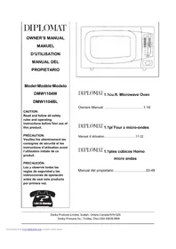 Notice Diplomat DMW1104W Microwave Oven
