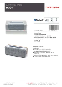 Notice THOMSON WS04 Enceinte bluetooth