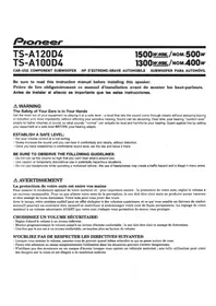 Notice PIONEER TSA100D4 Subwoofer