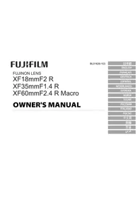 Notice FUJIFILM FUJINON XF 18MM F2 R Objectif