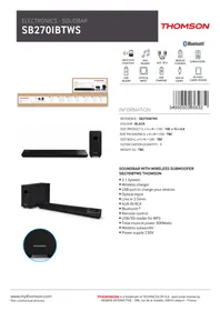Notice THOMSON SB270IBTWS Enceinte bluetooth