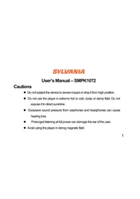 Notice SYLVANIA SMPK1072 Mp3 player
