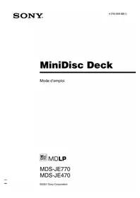 Notice SONY MDSJE470 Dictaphone