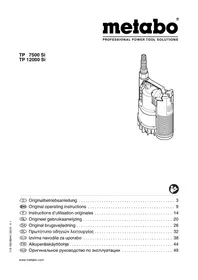 Notice METABO TP 12000 SI Pump