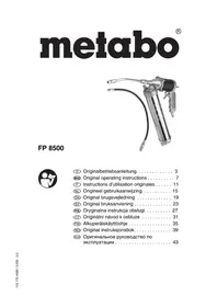 Notice METABO FP 8500 Skruetrækker