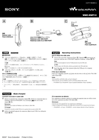 Notice SONY WMCNWP10 Câble pour ordinateur et périphérique