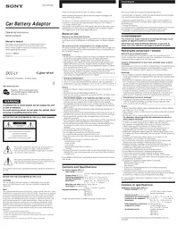 Notice SONY DCCL1 Chargeur de batterie