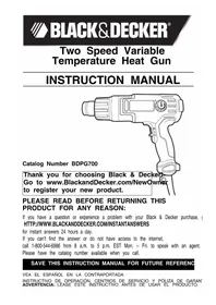 Notice BLACK & DECKER BDPG700 Heat gun