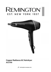Notice REMINGTON COPPER RADIANCE AC5700 Saç kurutma makinesi
