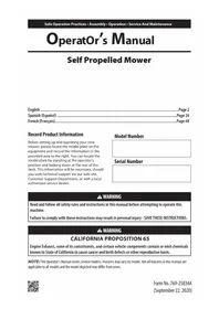 Notice TROY-BILT TB310B XP Tondeuse à gazon