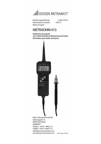 Notice Gossen Metrawatt METRAOHM 413 Measuring equipment
