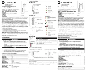 Notice INTERMATIC RCLRSRWH Télécommande
