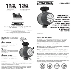 Notice Chapin 41014 Minuteur d'arrosage mécanique
