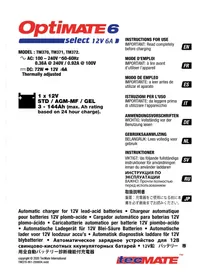 Notice Optimate 6 SELECT Chargeur de batterie