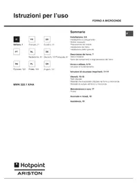 Notice HOTPOINT-ARISTON MWK 222.1 XHA Four à micro-ondes