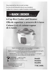 Notice BLACK & DECKER RC3406 Rice cooker