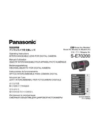 Notice PANASONIC LUMIX SE70200 Fotocamera