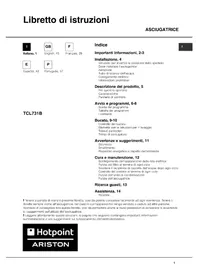 Notice HOTPOINT-ARISTON TCL731B Sèche-linge