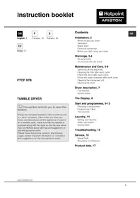 Notice HOTPOINT-ARISTON FTCF 97B 6HY (EU) Sèche-linge