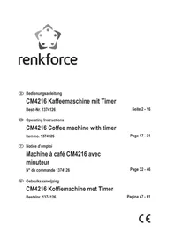 Notice Renkforce CM4216 Coffee machine
