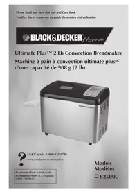 Notice BLACK & DECKER B2500C Bread maker