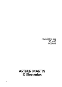 Notice ARTHUR MARTIN ELECTROLUX CG5035W Cuisinière