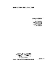 Notice ARTHUR MARTIN ELECTROLUX ACM 2654 Congélateur