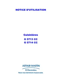 Notice ARTHUR MARTIN ELECTROLUX G5714CCW Cuisinière