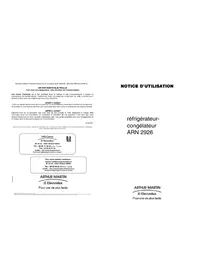 Notice ARTHUR MARTIN ELECTROLUX ARN2926 Réfrigérateur