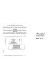 Notice ARTHUR MARTIN ELECTROLUX ARB2424 Réfrigérateur