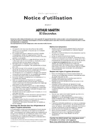 Notice ARTHUR MARTIN ELECTROLUX AR6412T Réfrigérateur