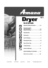 Notice AMANA NDE2335AYW Sèche-linge