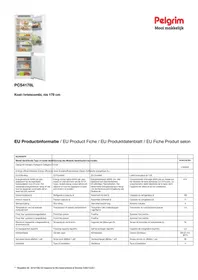 Notice Pelgrim PCS4178L Réfrigérateur