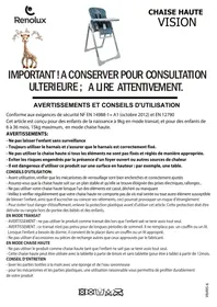 Notice Renolux VISION Chaise haute