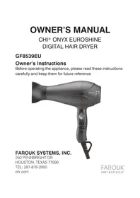 Notice CHI ONYX EUROSHINE GF8539EU Sèche cheveux