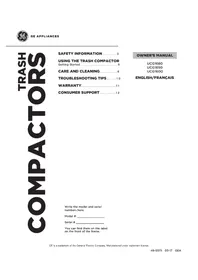 Notice GE UCG1680LSS Compacteur de déchets