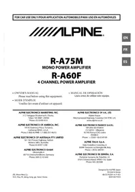 Notice ALPINE RA60F Recepteur