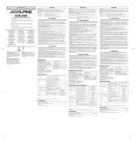 Notice ALPINE KTA450 Recepteur
